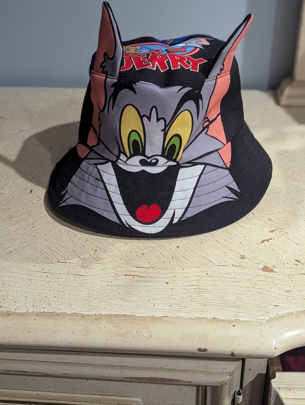 Youth Tom & Jerry Graphic Bucket Hat - Black with Multicolor Print